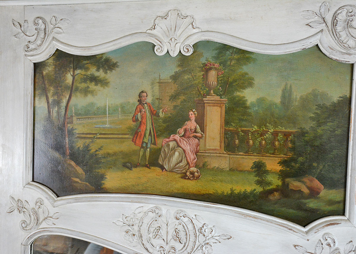 European Trumeau Mirror with Painting