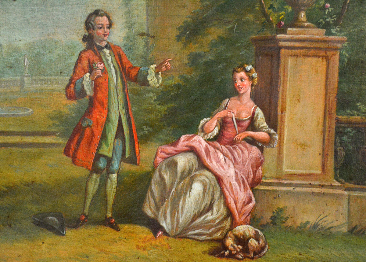 European Trumeau Mirror with Painting