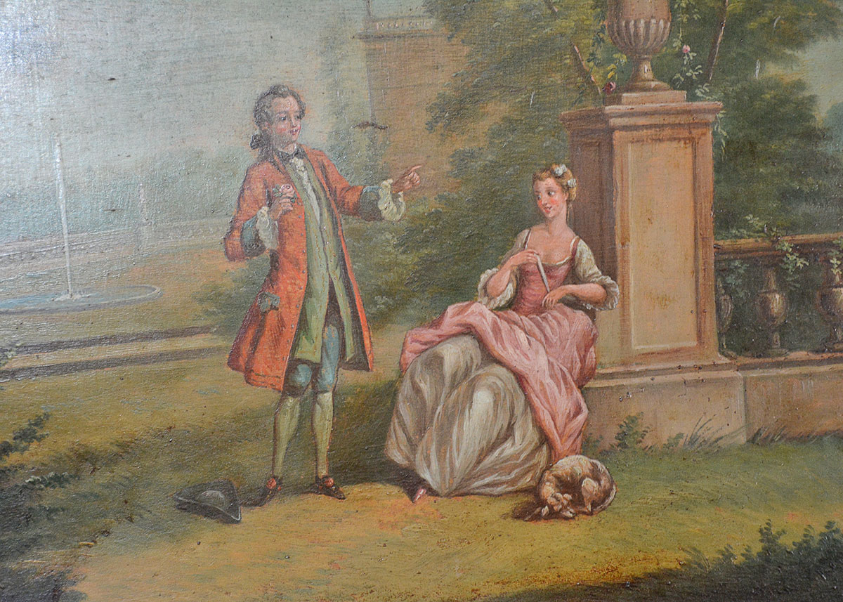 European Trumeau Mirror with Painting