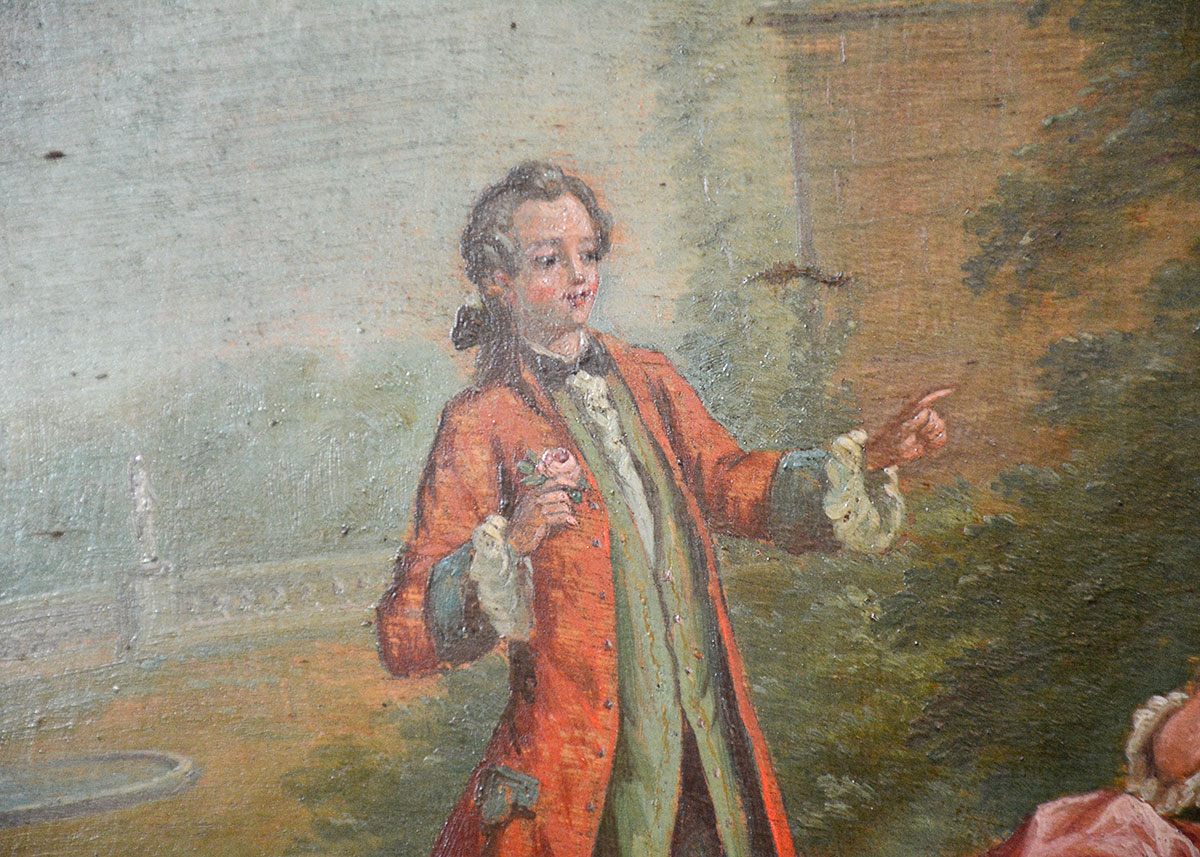 European Trumeau Mirror with Painting