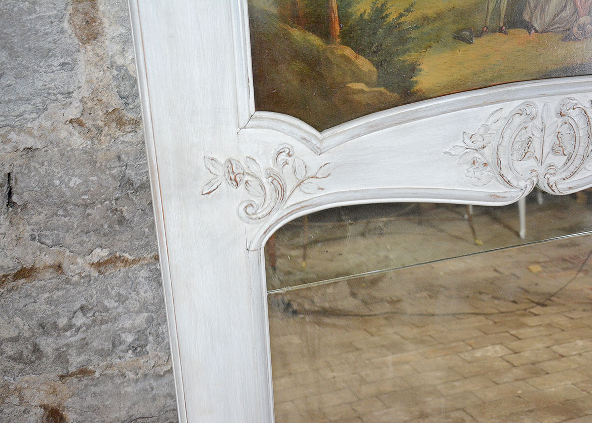 European Trumeau Mirror with Painting