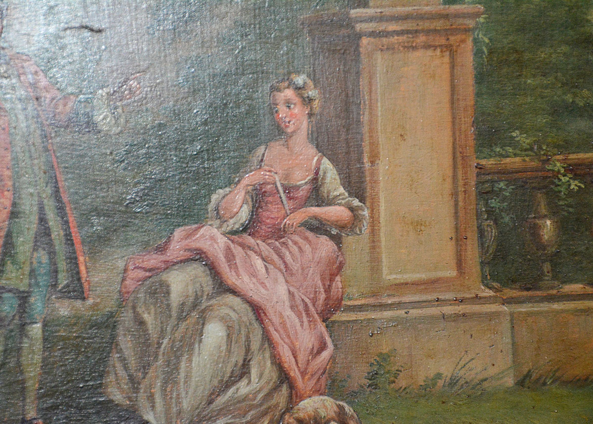 European Trumeau Mirror with Painting