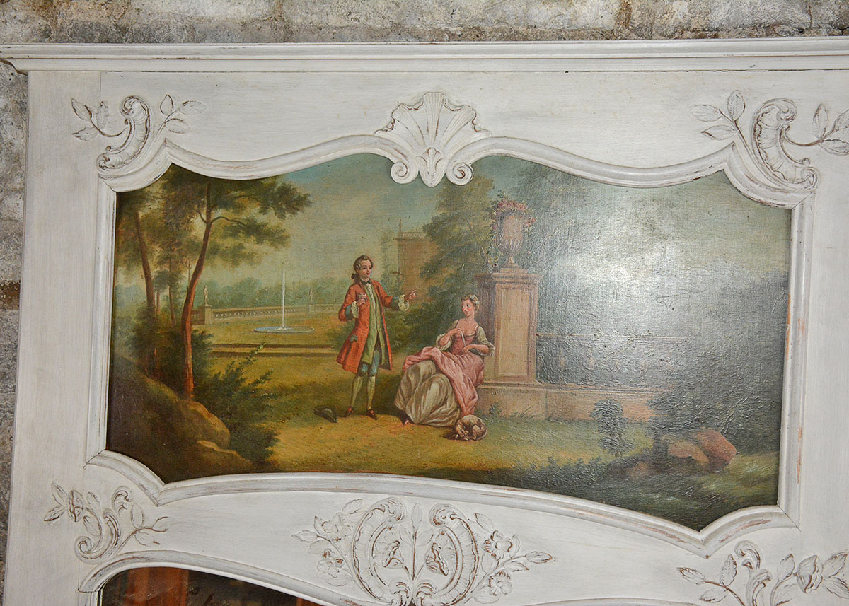 European Trumeau Mirror with Painting