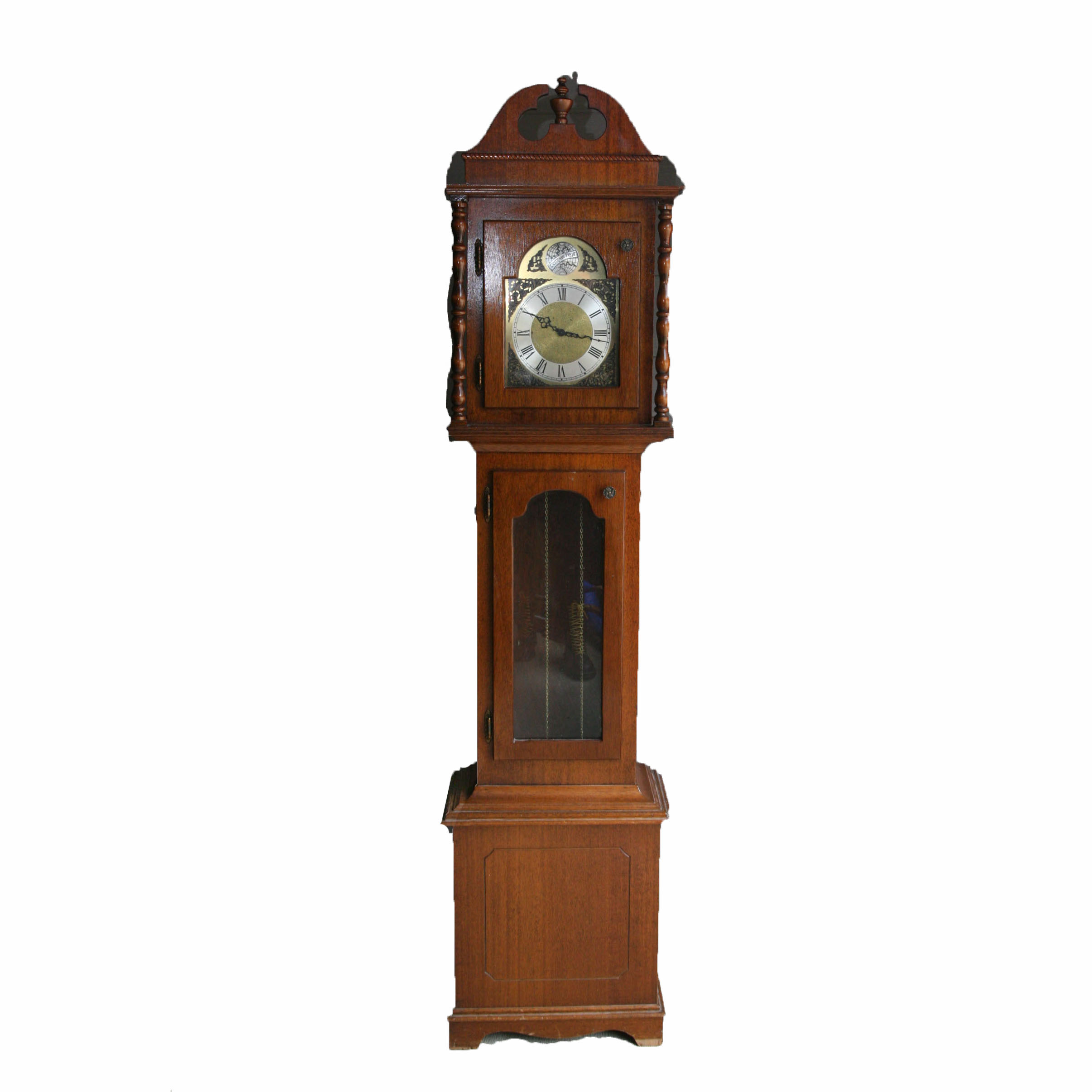 Tempus Fugit Mahogany Case Grandfather Clock