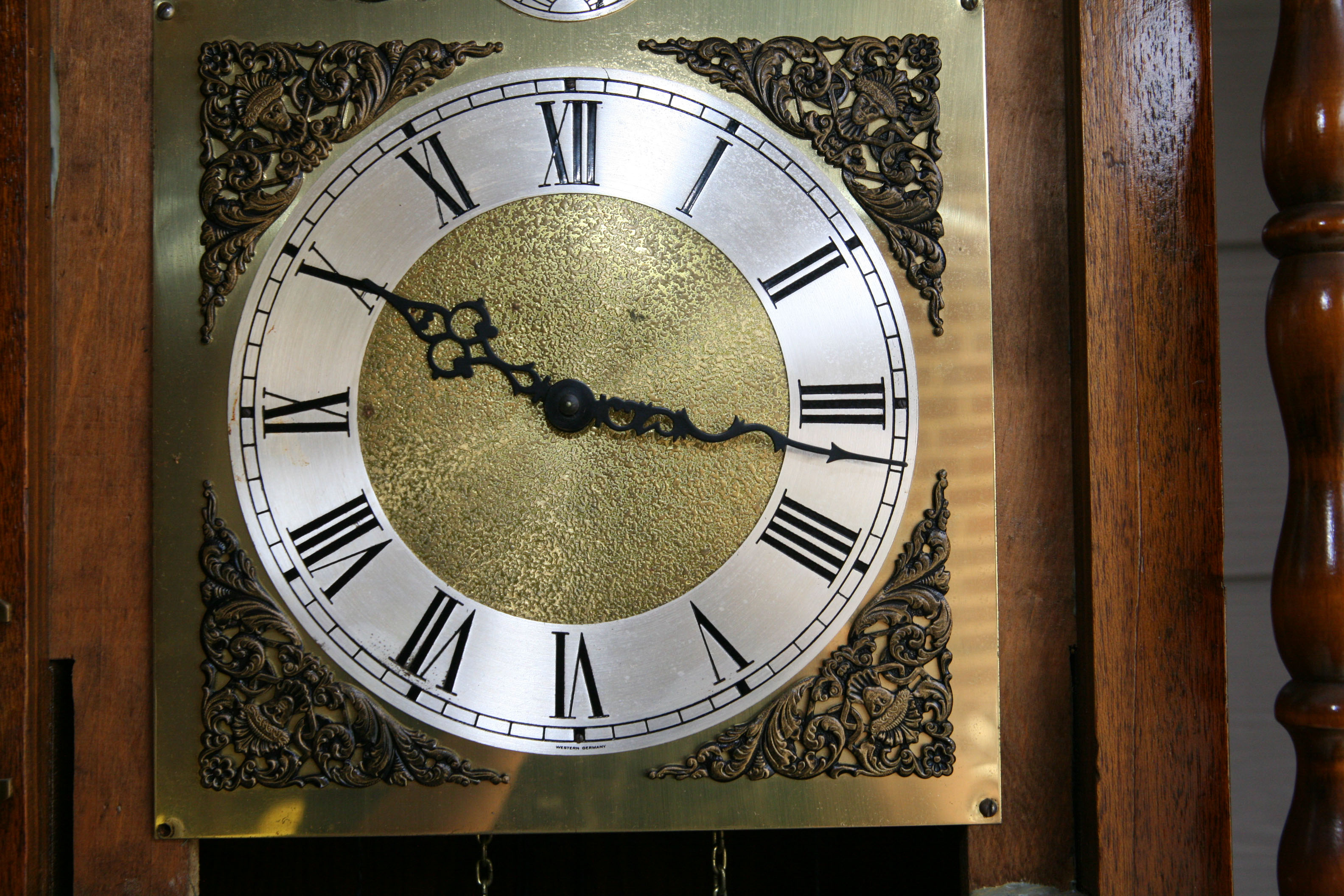 Tempus Fugit Mahogany Case Grandfather Clock