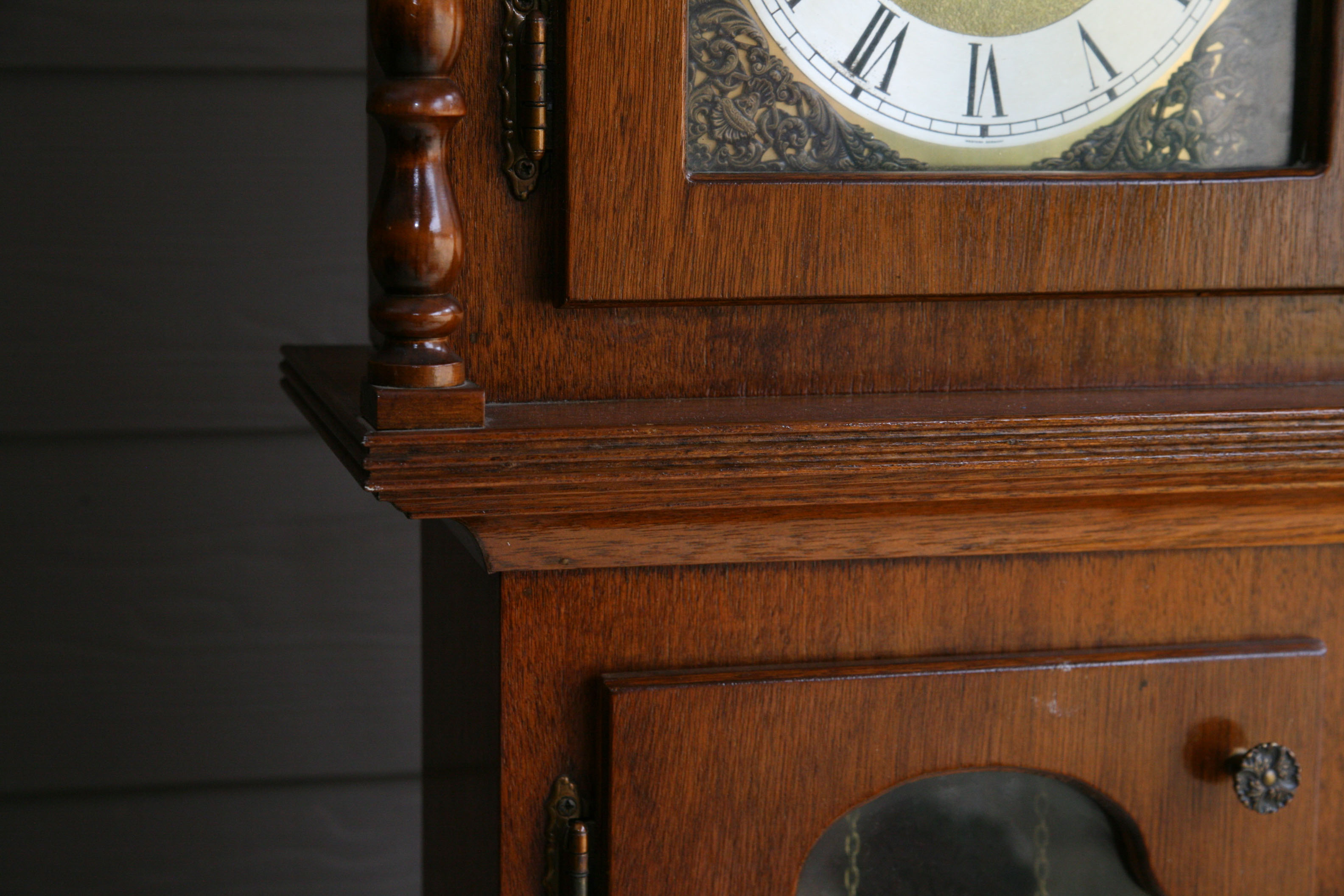 Tempus Fugit Mahogany Case Grandfather Clock