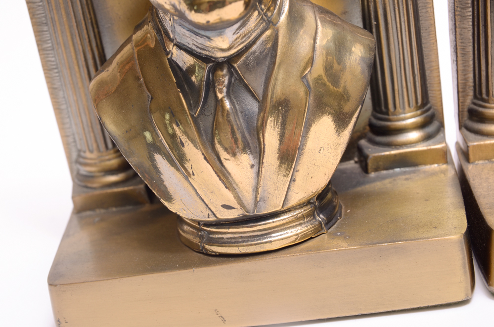 Pair of JFK Brass Bookends