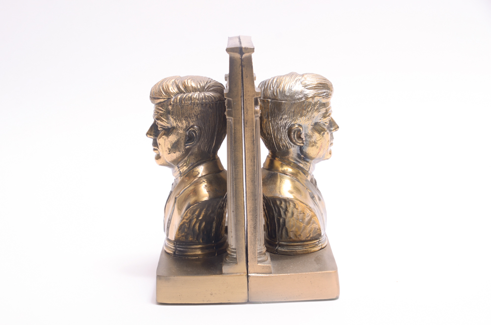 Pair of JFK Brass Bookends