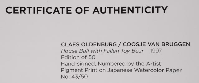 Claes Oldenburg and Coosje Van Bruggen Signed Limited Edition 1997 Giclée "House Ball with Fallen Toy Bear"