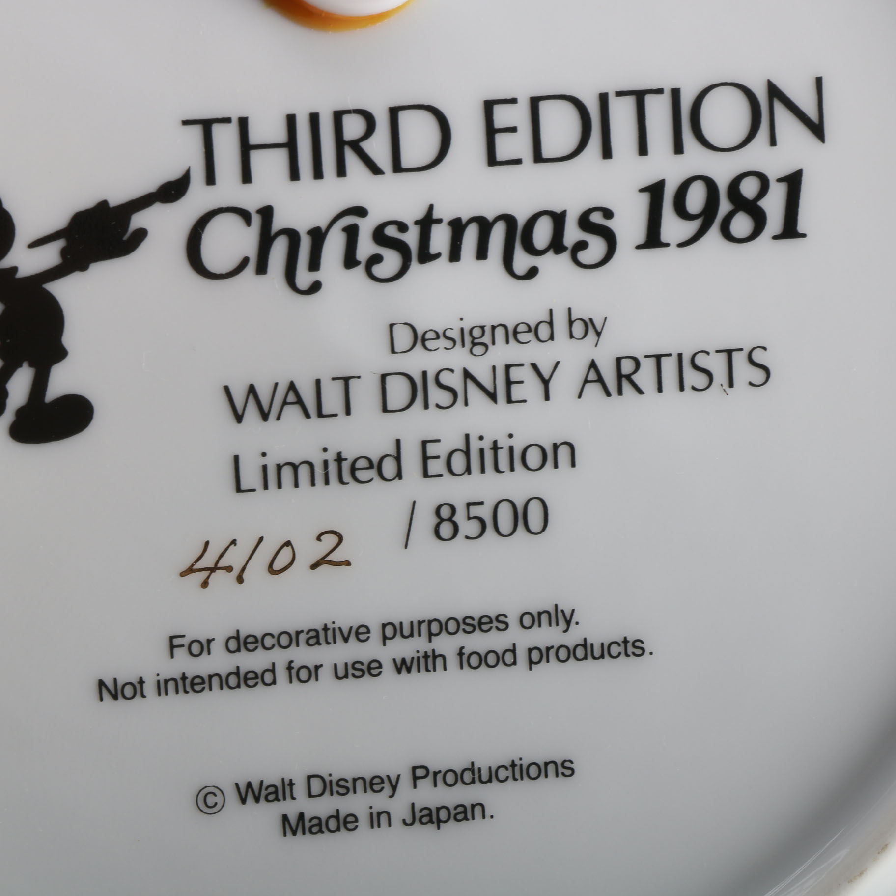 Three Disney Christmas Plates