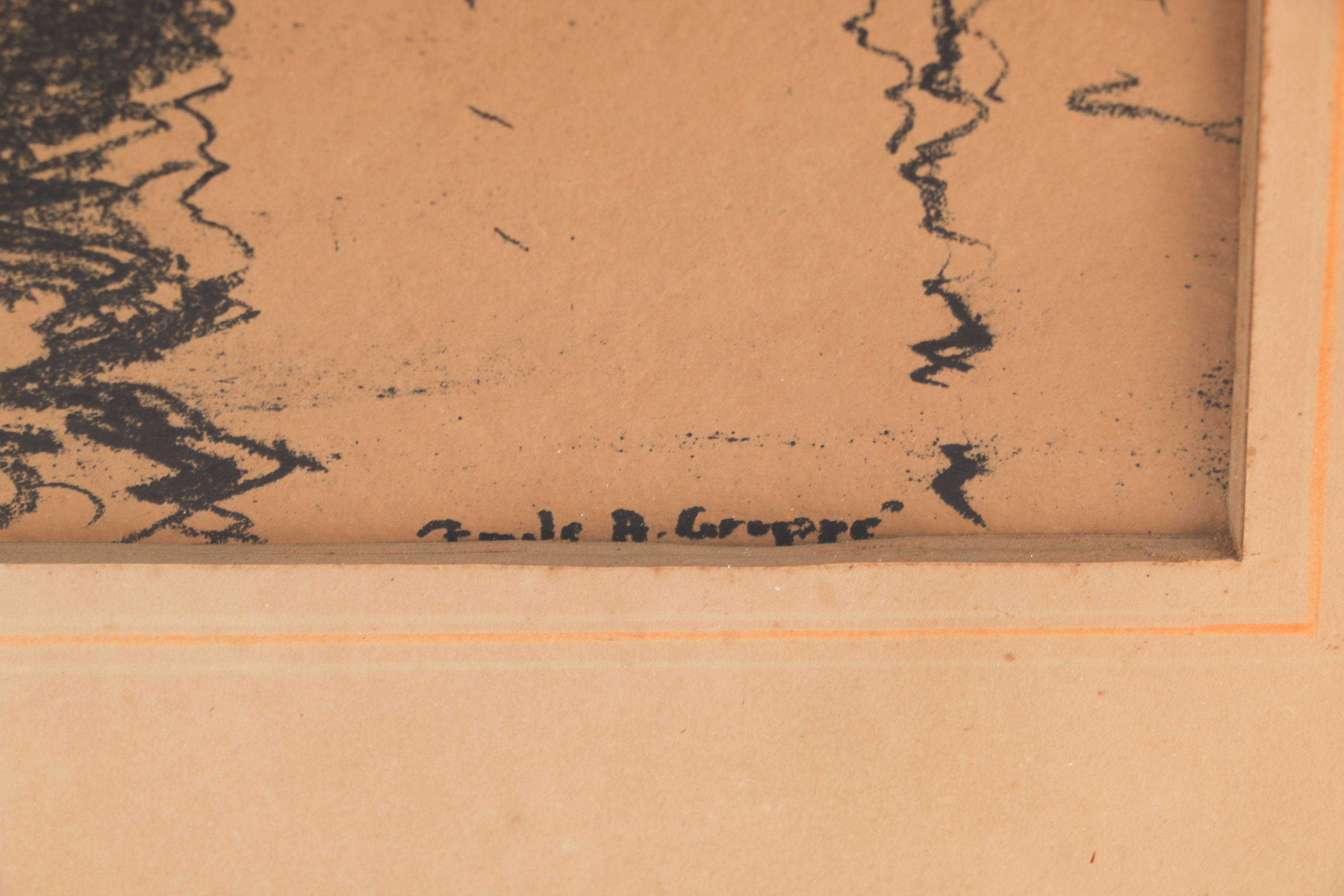 Emile Albert Gruppe Original Pen and Ink of a Ship