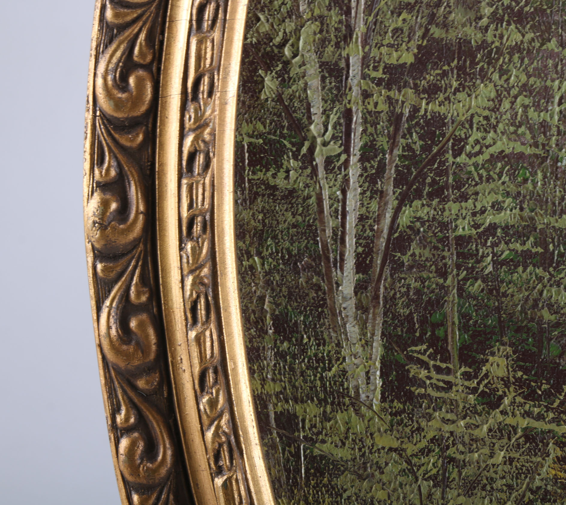 Landscape Oil Painting in Oval Frame