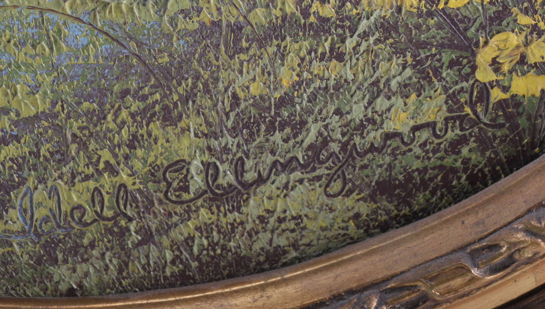 Landscape Oil Painting in Oval Frame