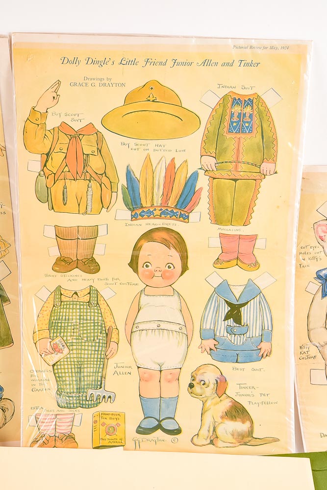 Collection of Vintage Paper Dolls and a Joan Walsh Anglund Print Porfolio