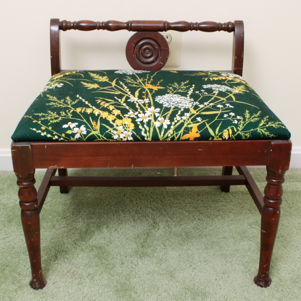 Vintage Low Back Wood Vanity Chair