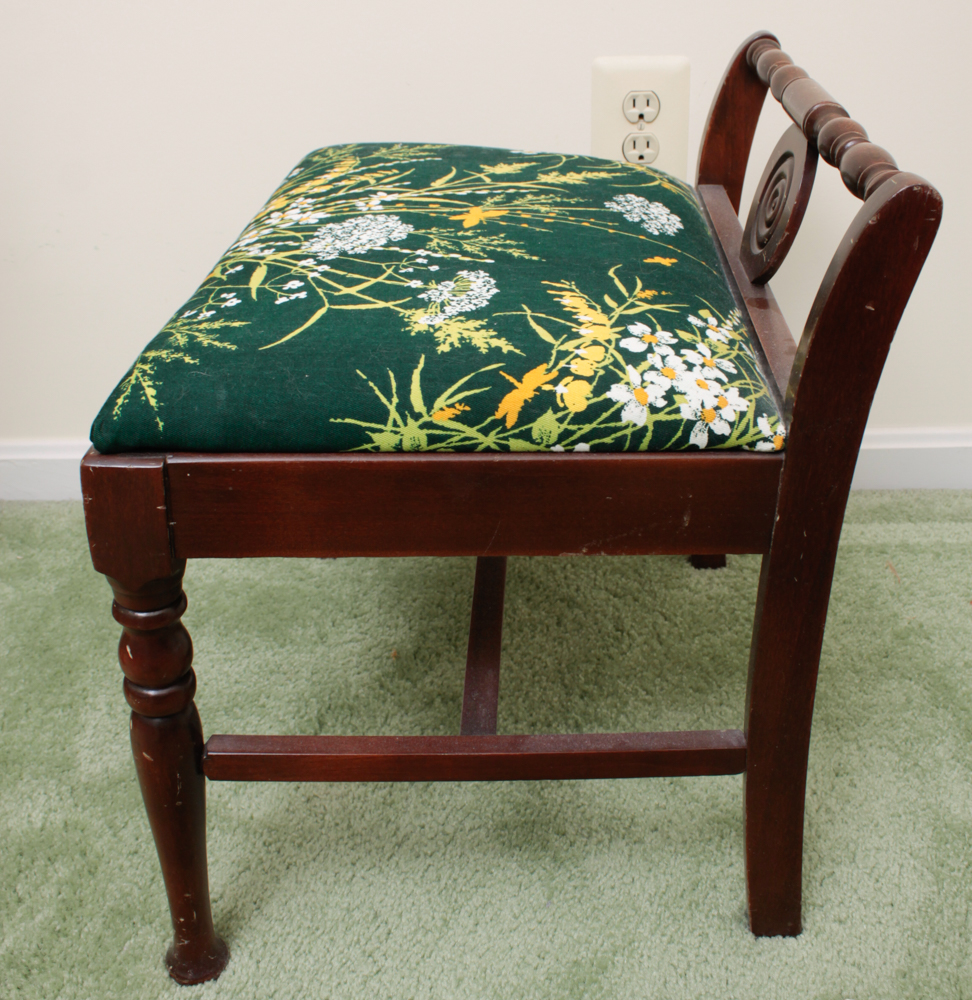 Vintage Low Back Wood Vanity Chair