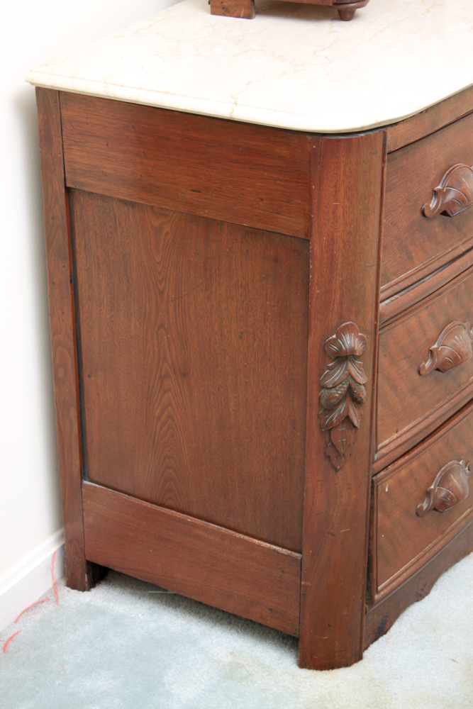 Antique Marble Top Dresser and a Shaving Mirror