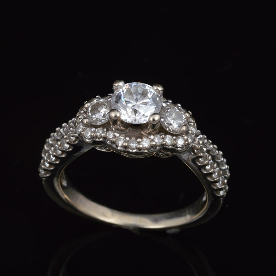 14K White Gold 1.39 CTW Diamond Ring