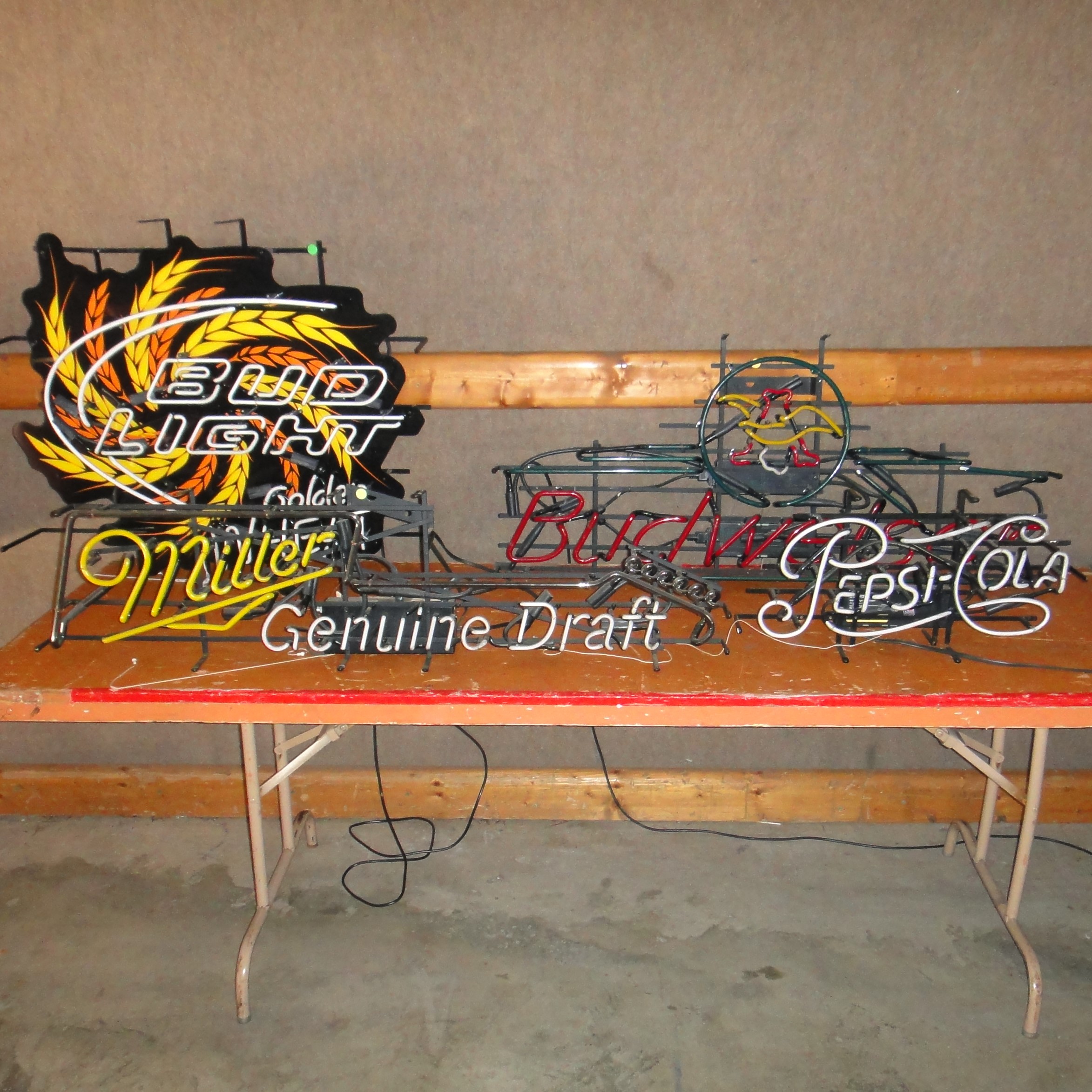 Four Vintage Neon Lighted Beer Signs