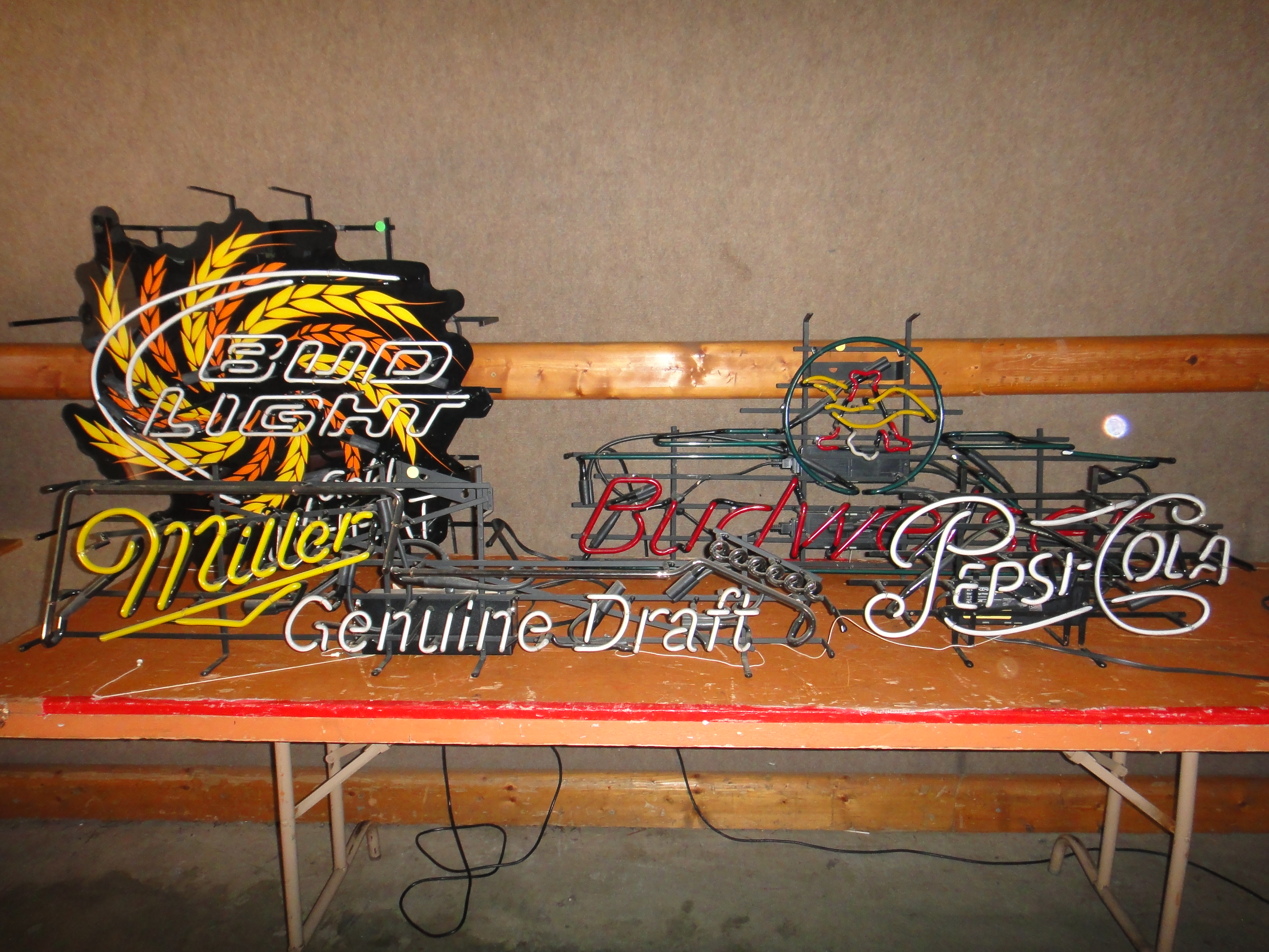 Four Vintage Neon Lighted Beer Signs