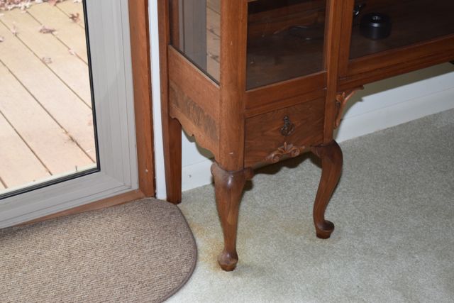 Vintage Lighted Walnut Curio Cabinet