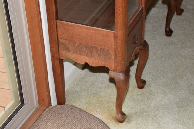 Vintage Lighted Walnut Curio Cabinet