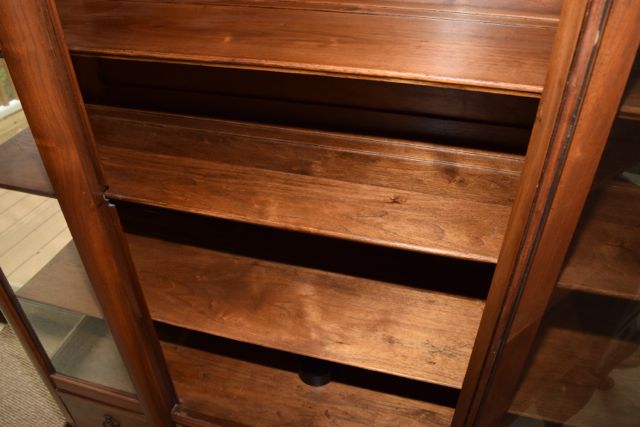 Vintage Lighted Walnut Curio Cabinet