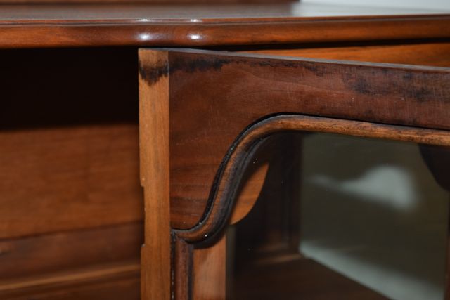 Vintage Lighted Walnut Curio Cabinet