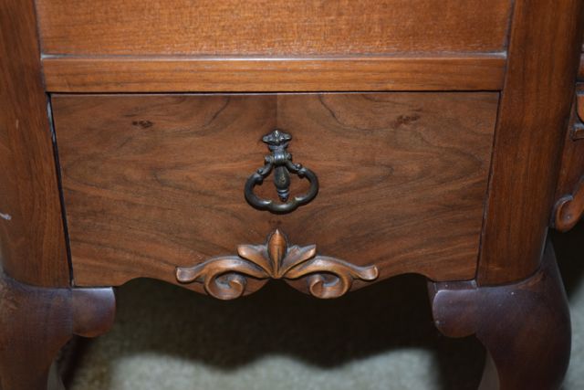 Vintage Lighted Walnut Curio Cabinet
