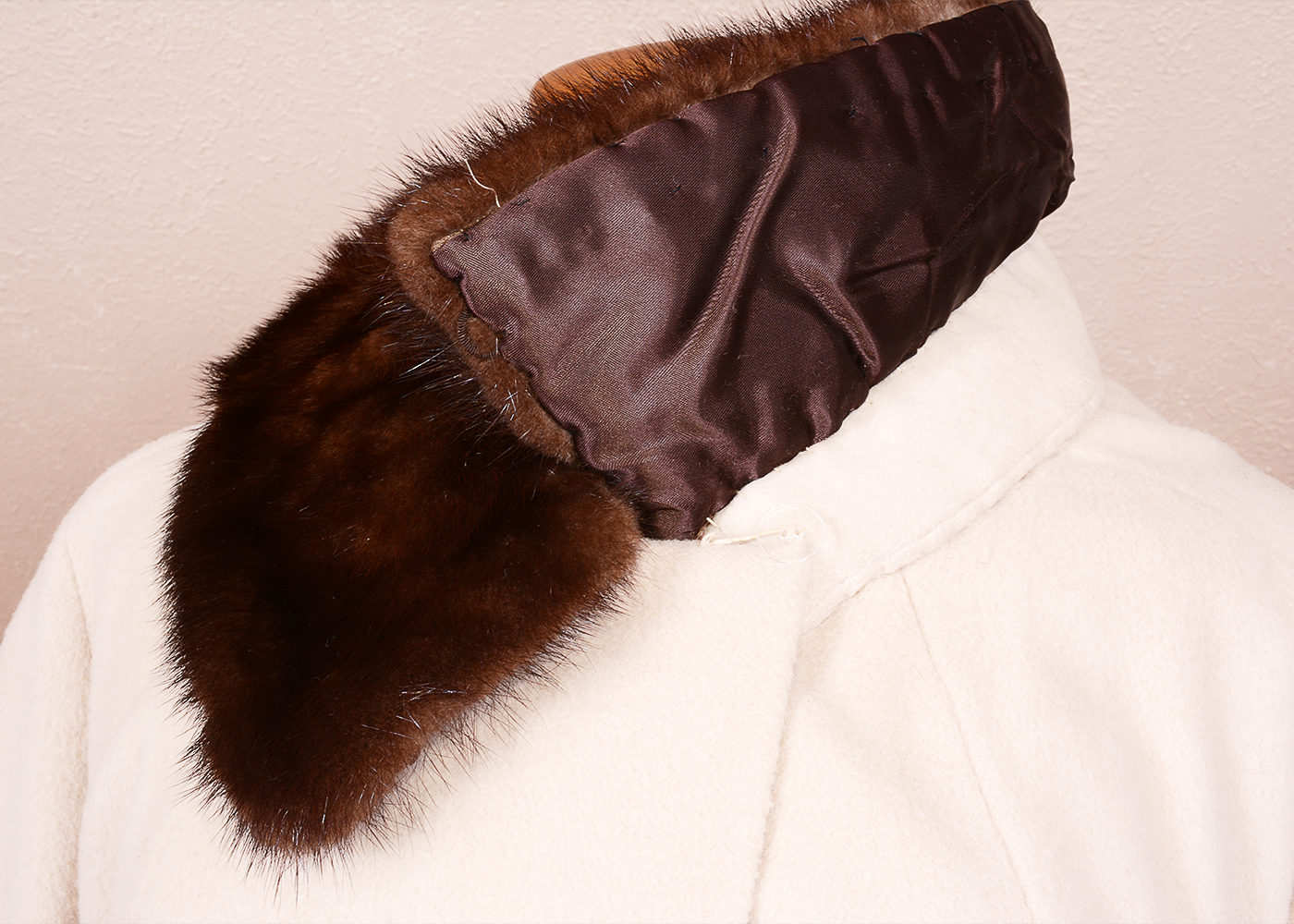 Vintage Cashmere Coat with Brown Mink Collar