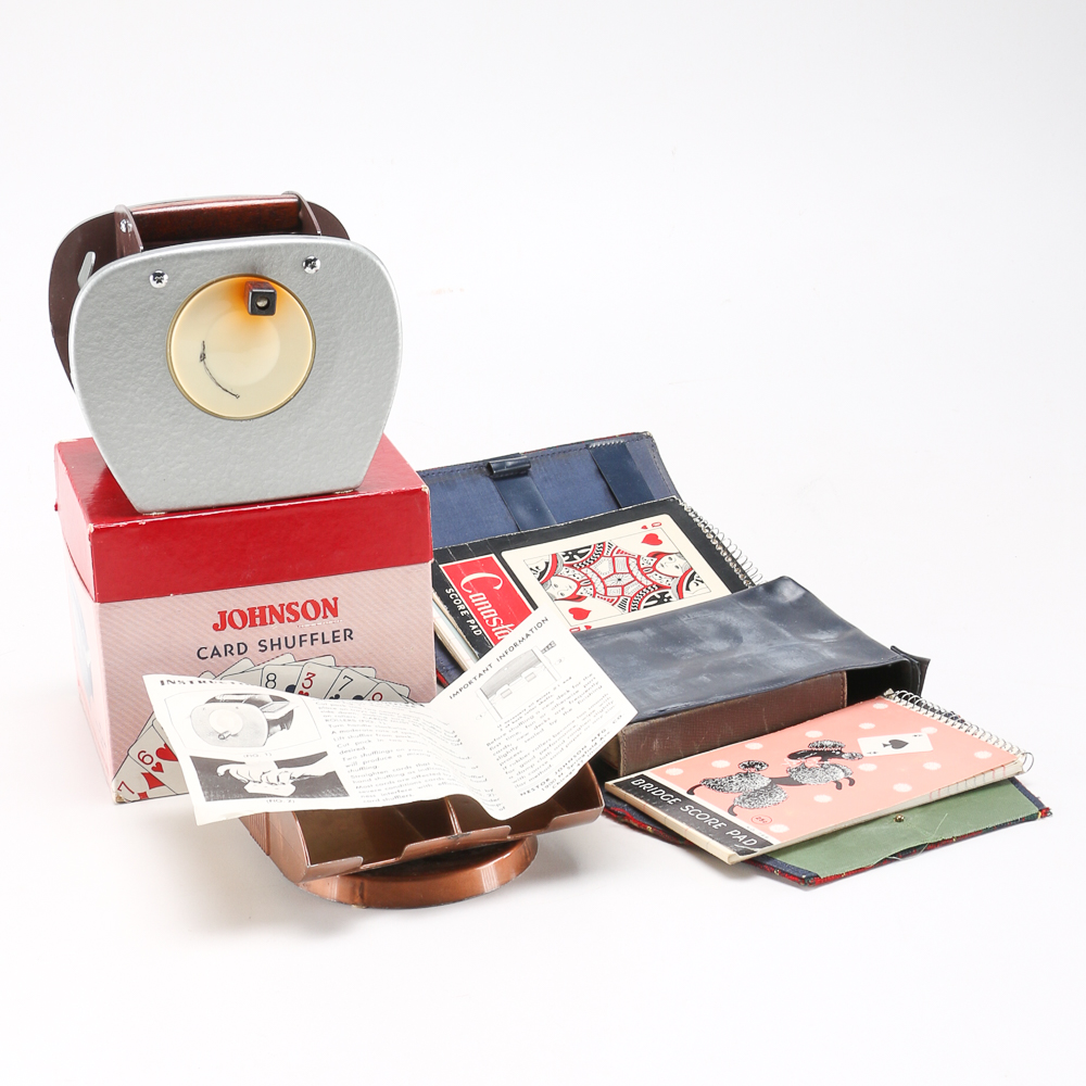 Vintage Playing Cards and Accessories Including Card Shuffler