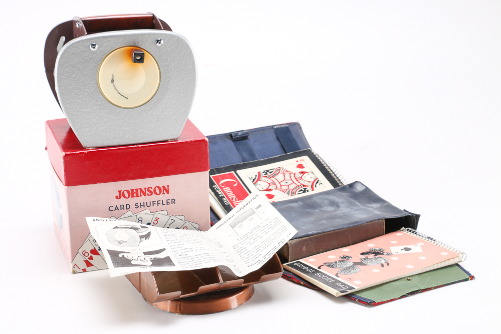 Vintage Playing Cards and Accessories Including Card Shuffler