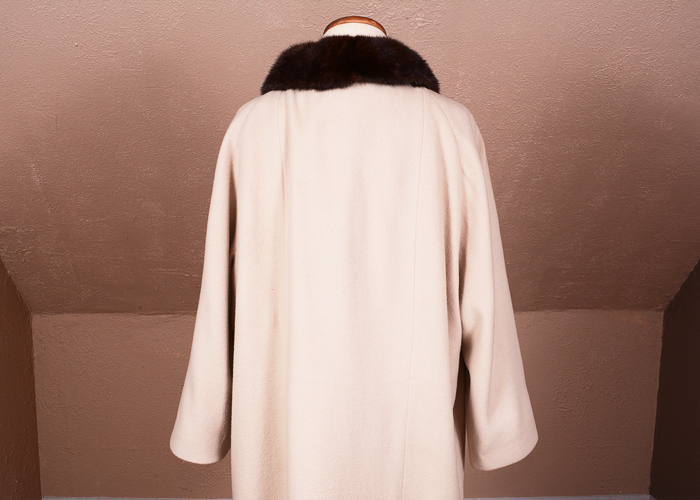 Vintage Cashmere Coat with Brown Mink Collar