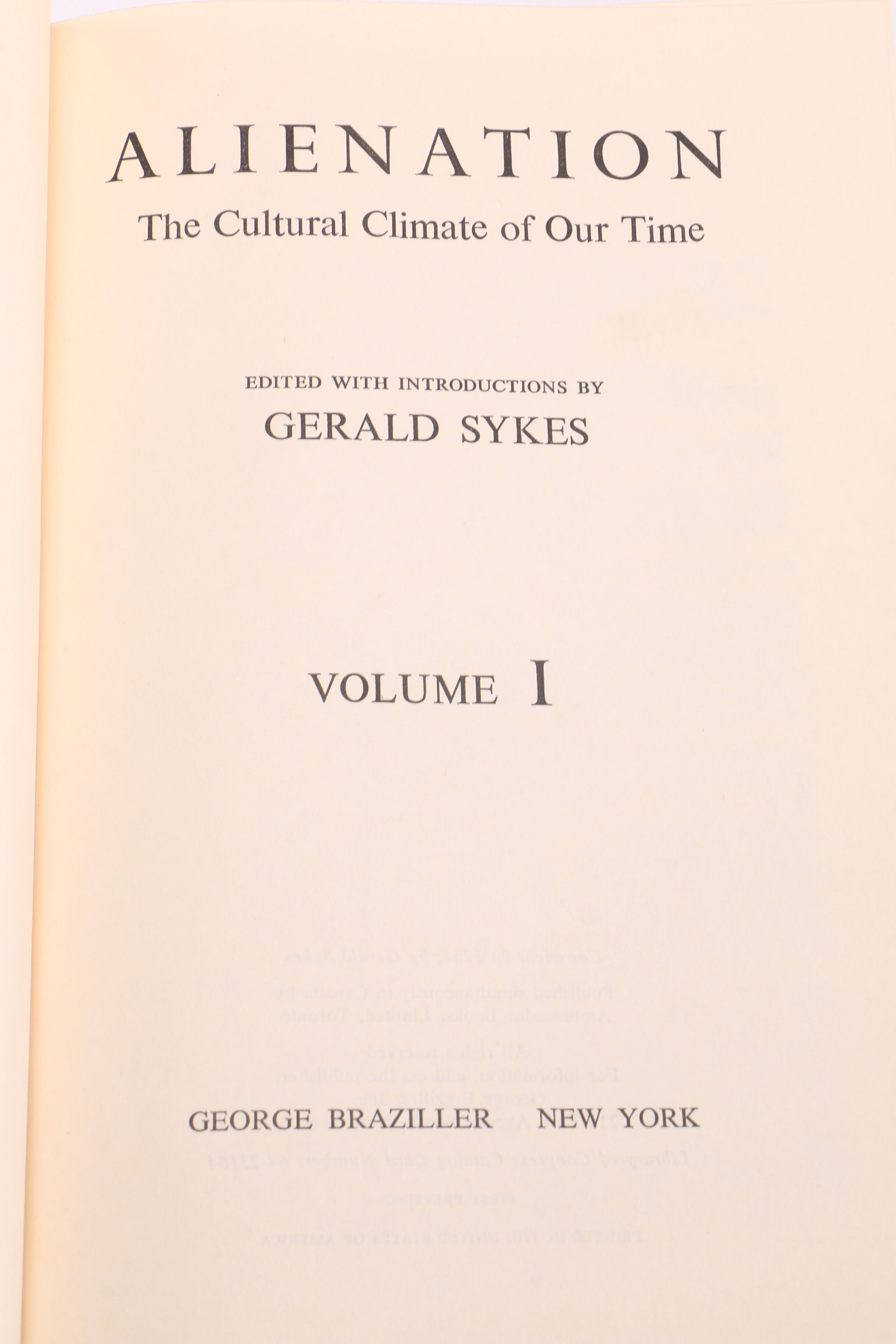 1964 First Printing Existentialist Anthology "Alienation"