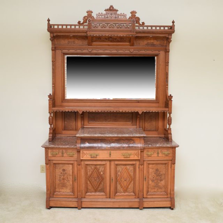 Antique American Eastlake Walnut  Sideboard