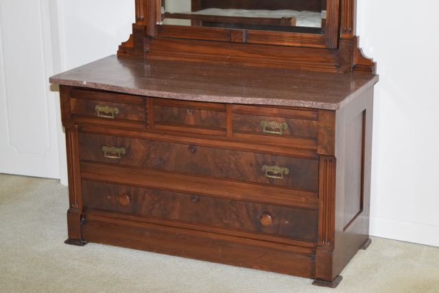 Antique Eastlake Dresser With Marble Top and Mirror