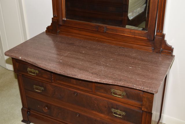 Antique Eastlake Dresser With Marble Top and Mirror