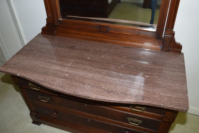 Antique Eastlake Dresser With Marble Top and Mirror