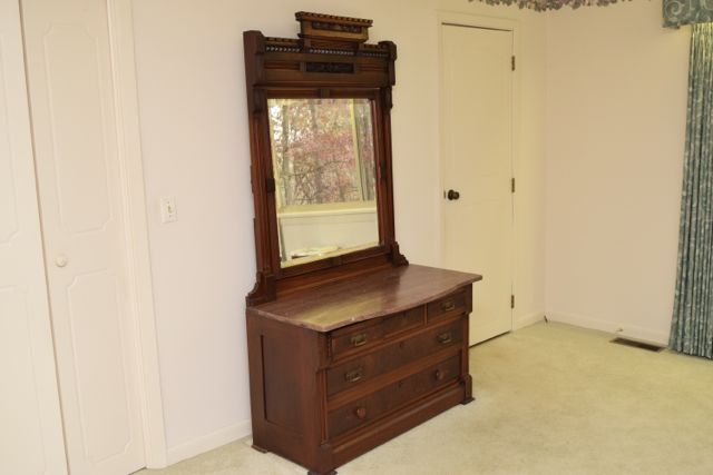 Antique Eastlake Dresser With Marble Top and Mirror