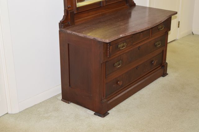 Antique Eastlake Dresser With Marble Top and Mirror
