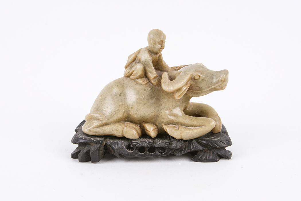 Carved Stone Chinese Water Buffalo Figurine