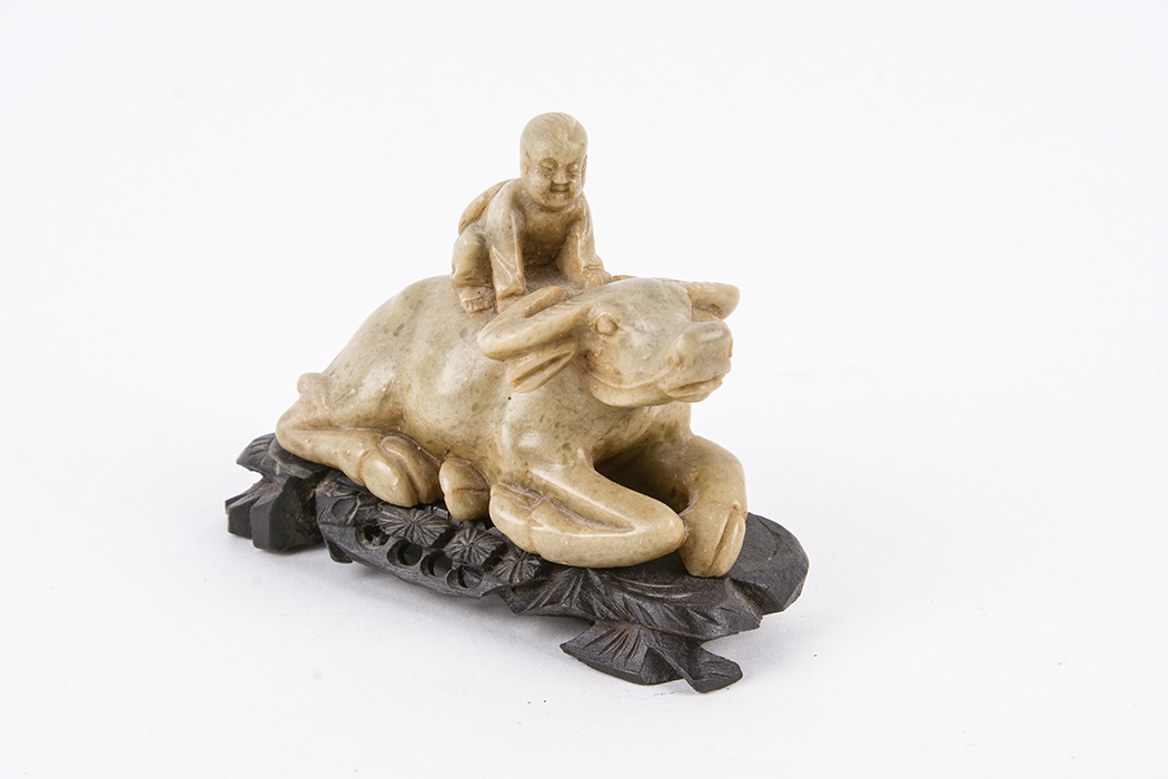 Carved Stone Chinese Water Buffalo Figurine