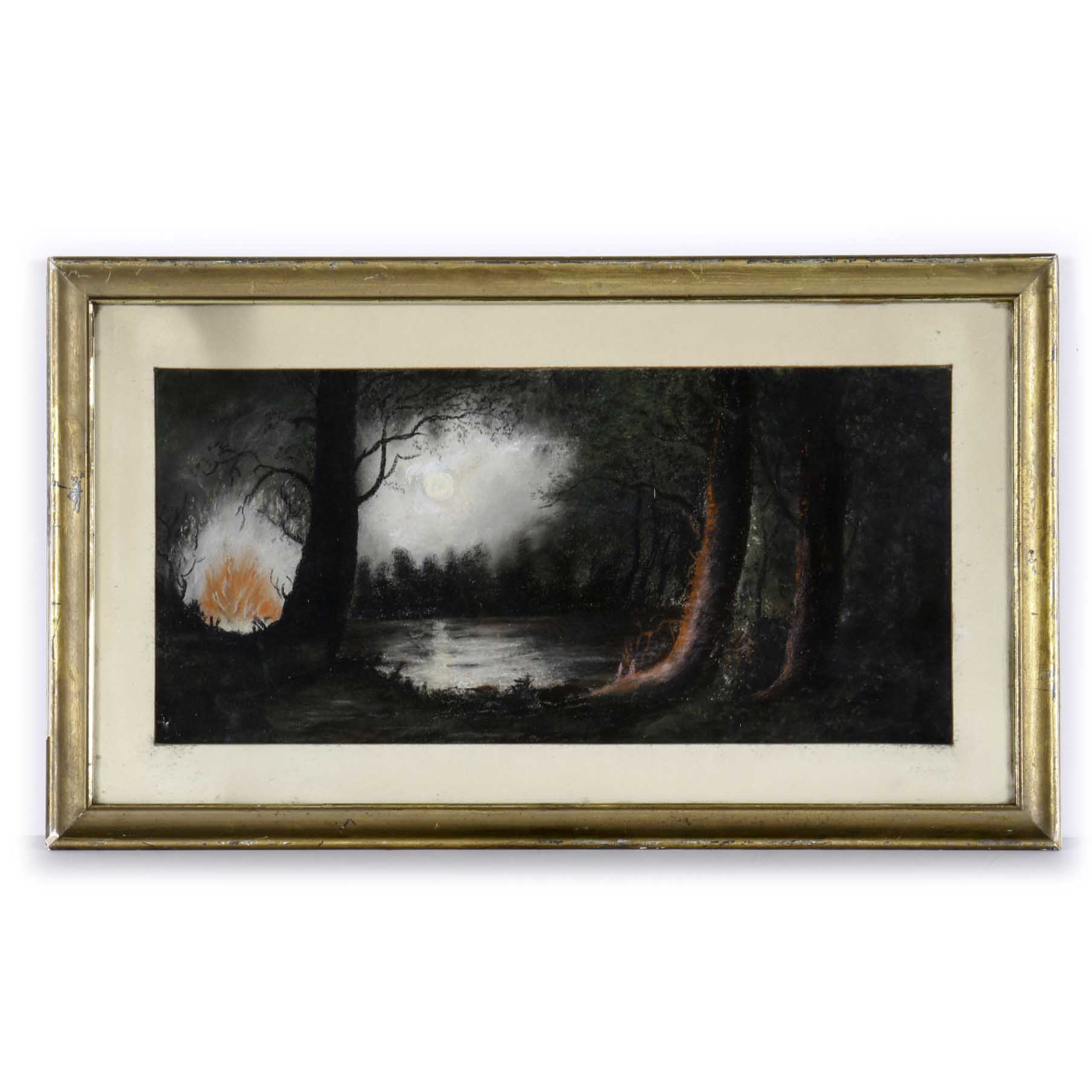 Pastel Drawing of Nocturnal Scene