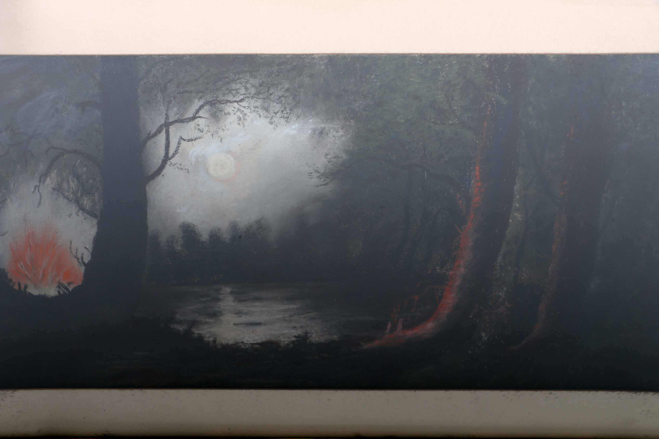 Pastel Drawing of Nocturnal Scene