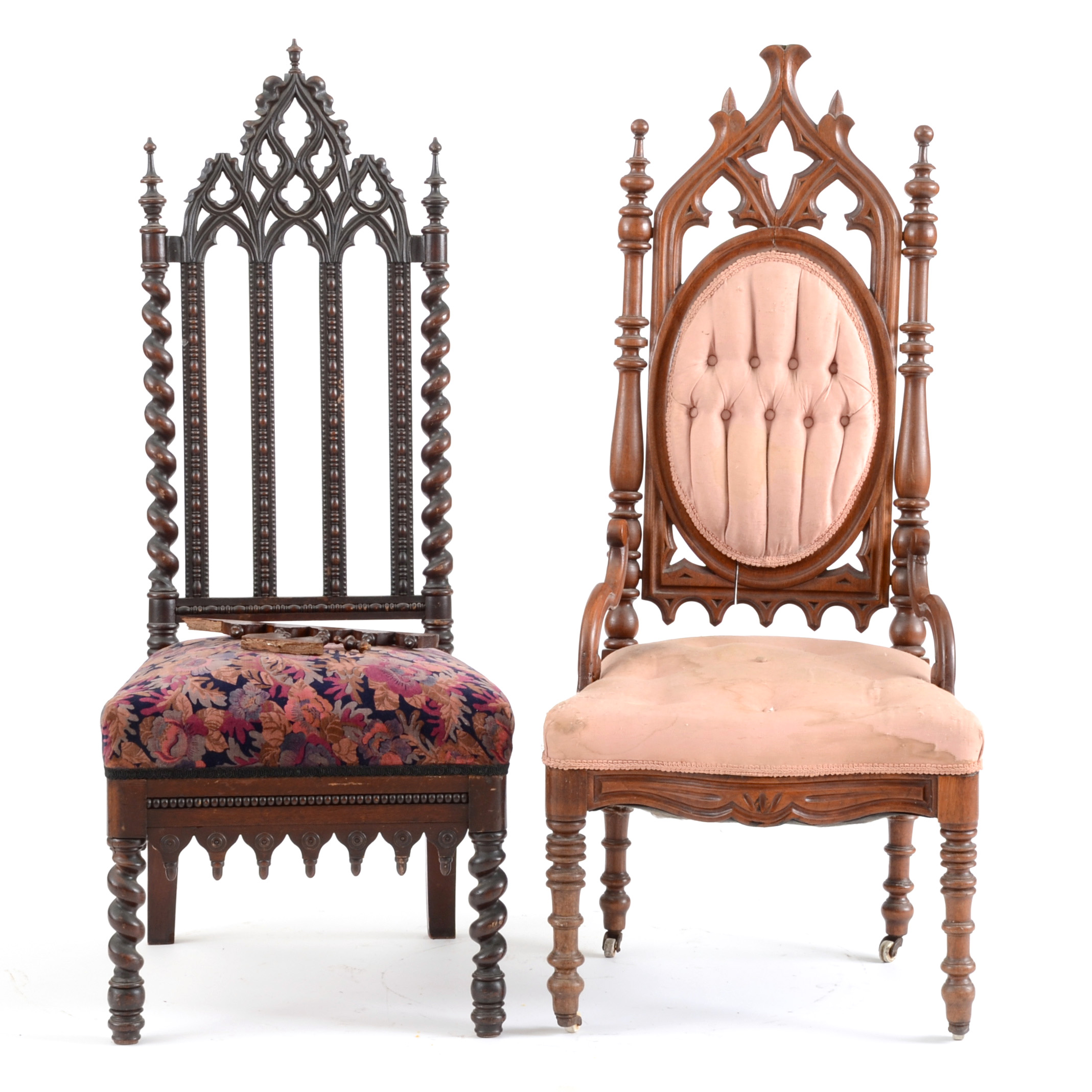 Two Gothic Revival Side Chairs