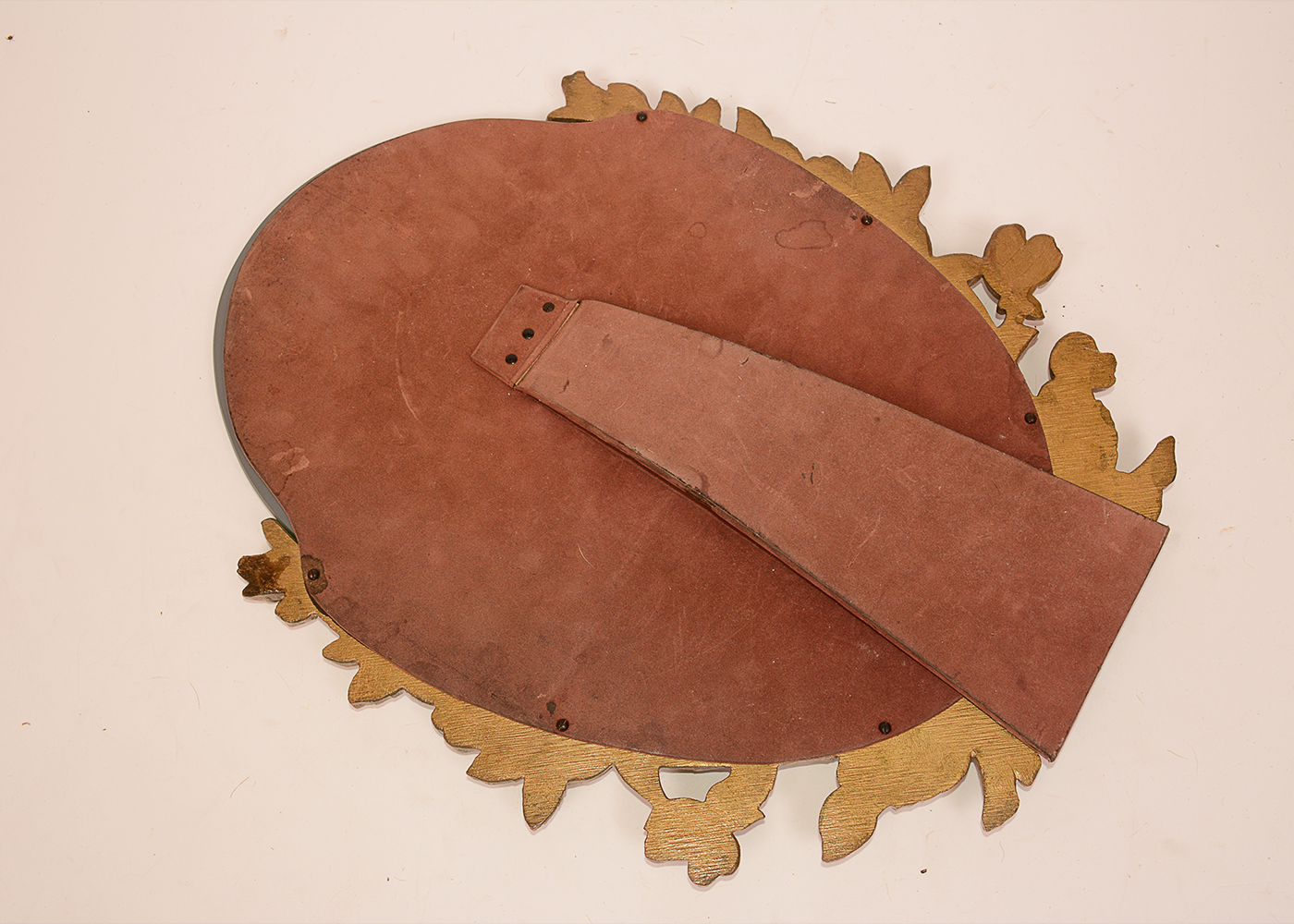 Oval Table Top Mirror with Gold Tone Floral Frame