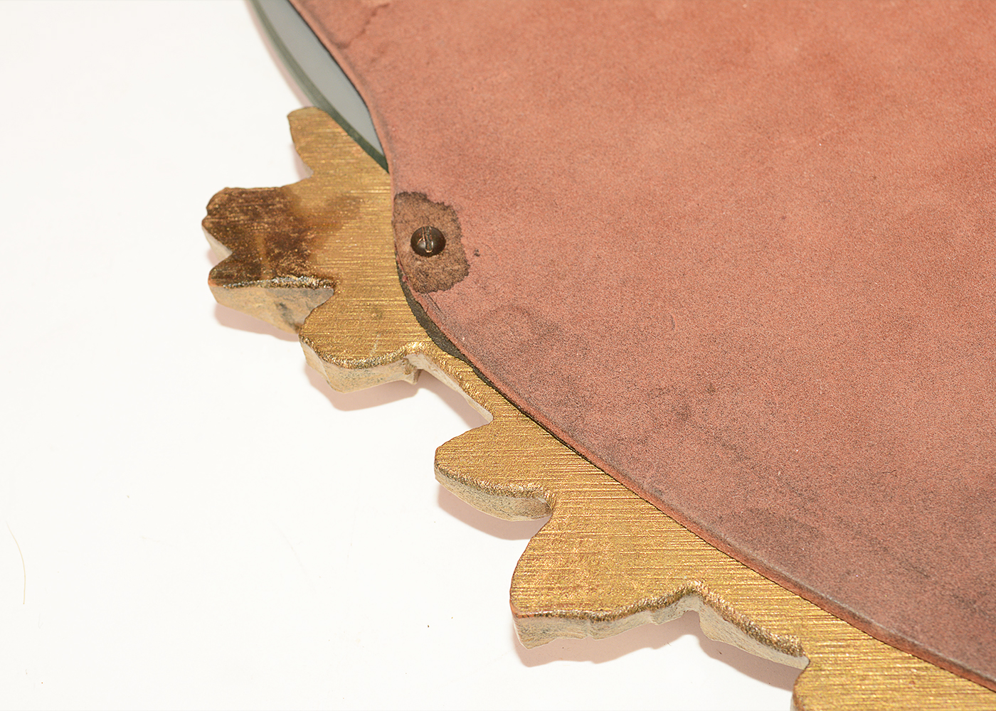 Oval Table Top Mirror with Gold Tone Floral Frame