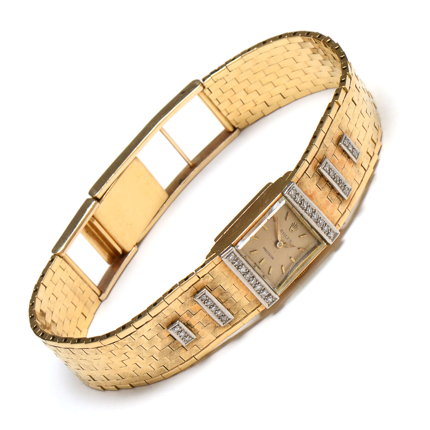 Vintage Rolex 18K Yellow Gold and Diamond Modified Watch Bracelet