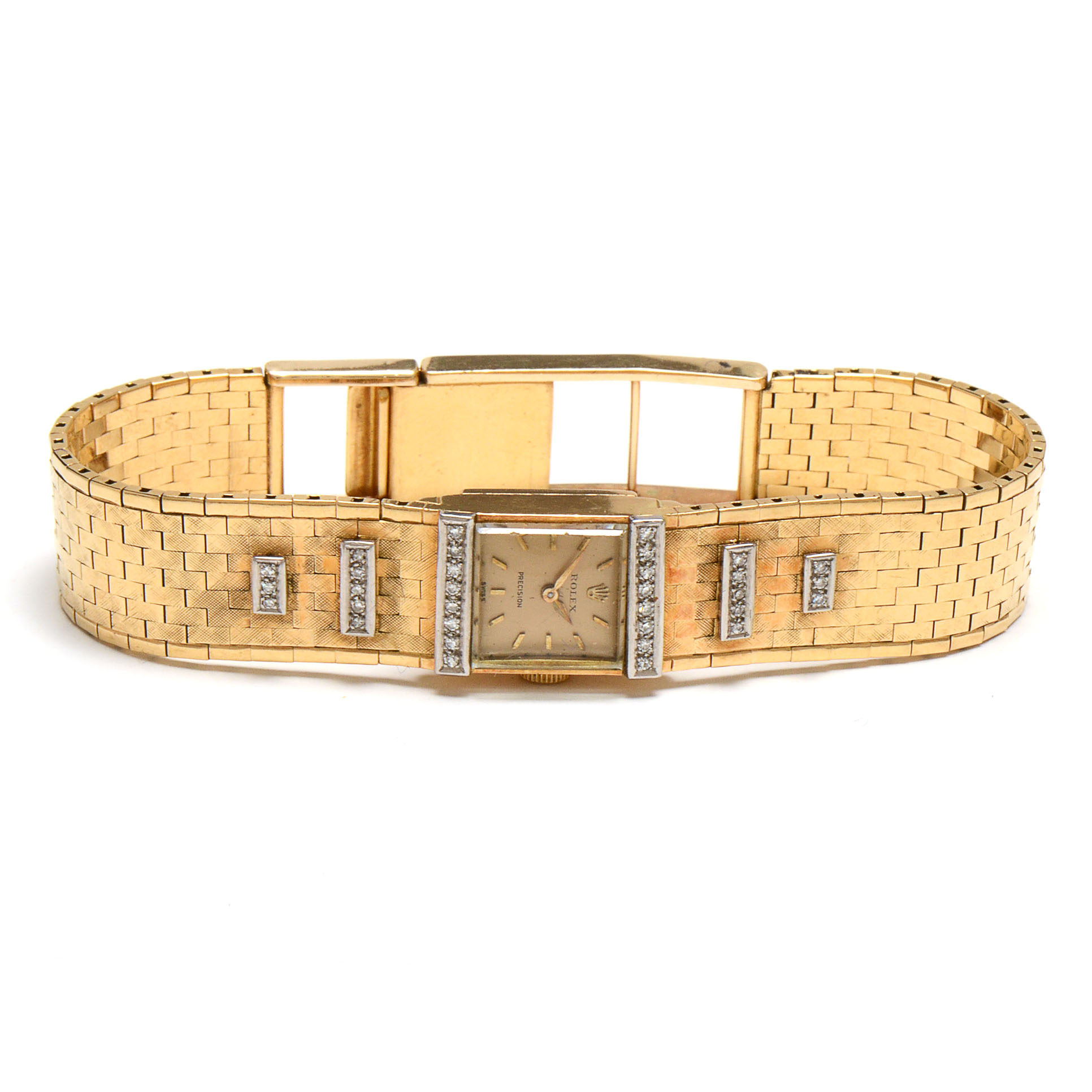 Vintage Rolex 18K Yellow Gold and Diamond Modified Watch Bracelet