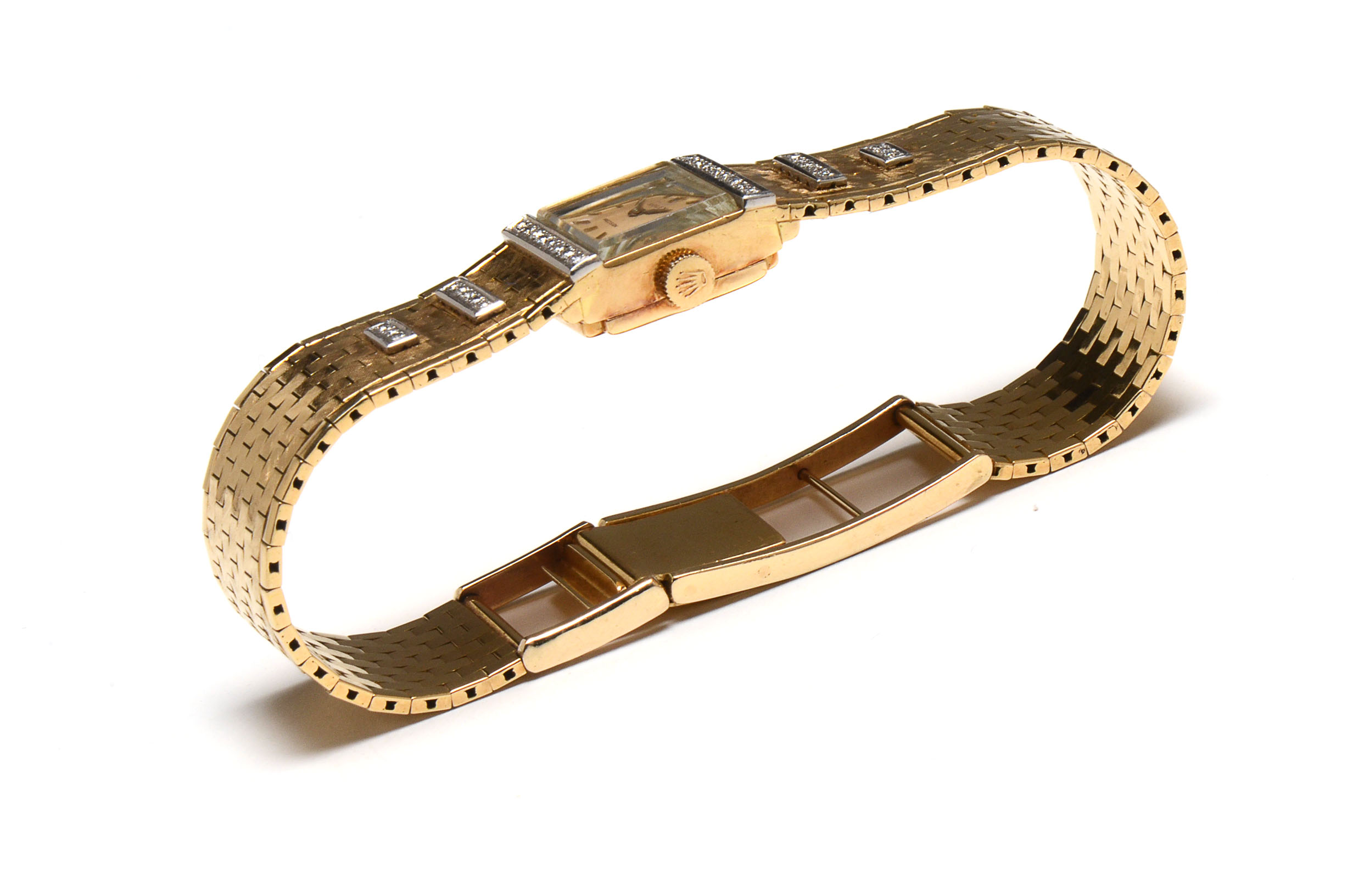 Vintage Rolex 18K Yellow Gold and Diamond Modified Watch Bracelet